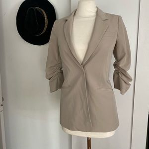 Elizabeth & James Tan Khaki Ruched Sleeve Blazer Jacket Size 2